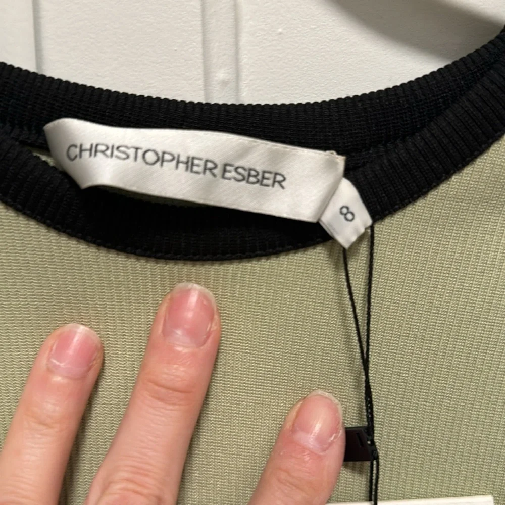 NWT Christopher Esber Fran dress pistachio with black and white trim size AU8 - Picture 5 of 6